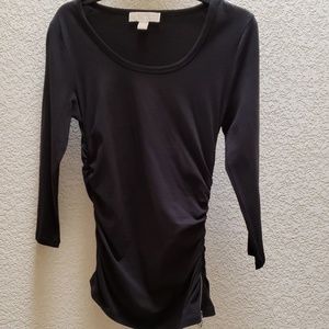MICHAEL KORS Black Top Gatherered with Zipper Side